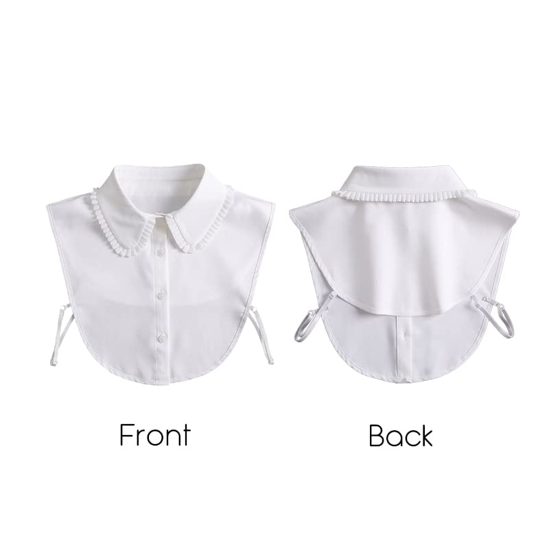 Joyci Chic Lady's Fake Collar Pleated Elegant Office Half Blouse False Collar Dickey B White - Image 3